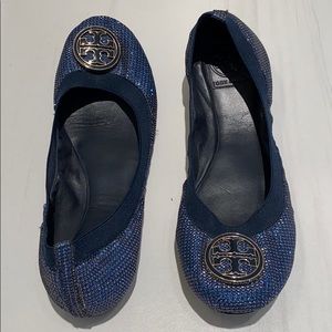 TORY BURCH BLUE & GOLD FLATS